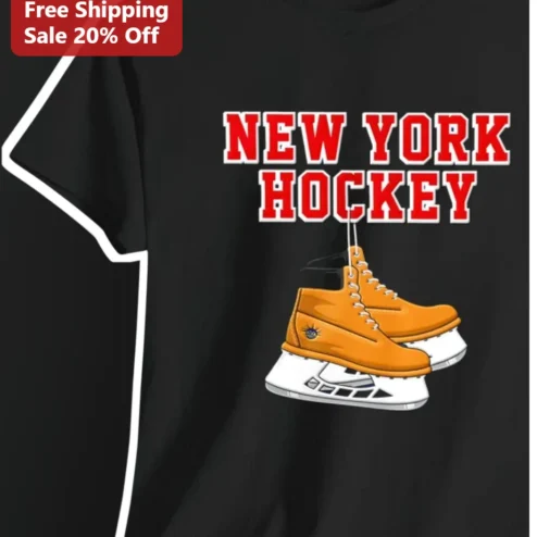 New York Hockey Tee Vintage Retro Ice Skates Graphic Shirt for Men Women