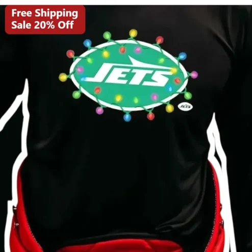 New York Jets Christmas Lights Long Sleeve Shirt NFL Holiday Fan Apparel