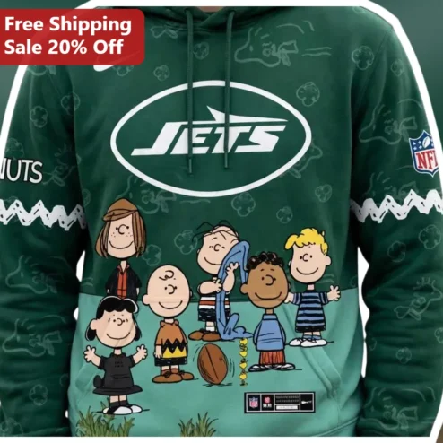 New York Jets Peanuts Football Pullover Hoodie