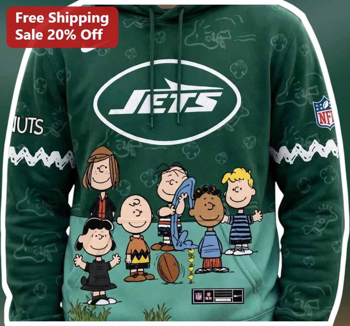 New York Jets Peanuts Football Pullover Hoodie