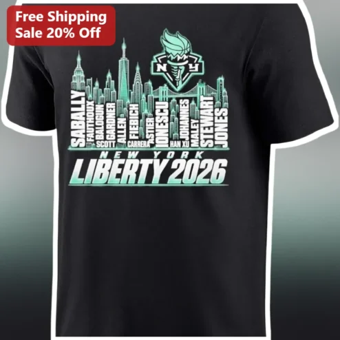 New York Liberty 2026 Roster Skyline Tee WNBA Fan Gift Black Graphic T-Shirt