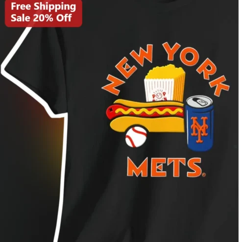 New York Mets Tee Baseball Fan Stadium Snacks Graphic Shirt