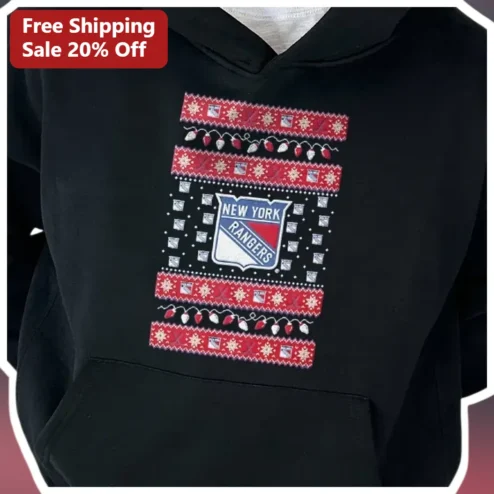 New York Rangers Ugly Christmas Sweater Hoodie NHL Holiday Fan Gear Gift