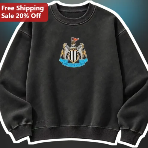 Newcastle United Vintage Crewneck Sweatshirt NUFC Crest Retro Football Fan Gift