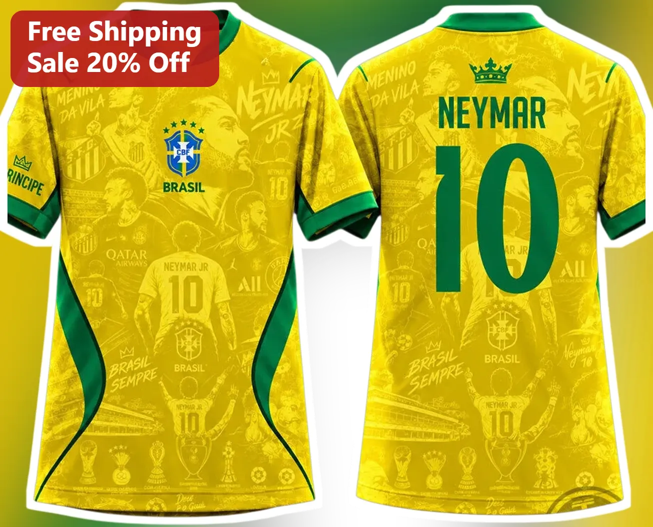 Neymar Jr Brasil Sempre Jersey Soccer Fan Apparel