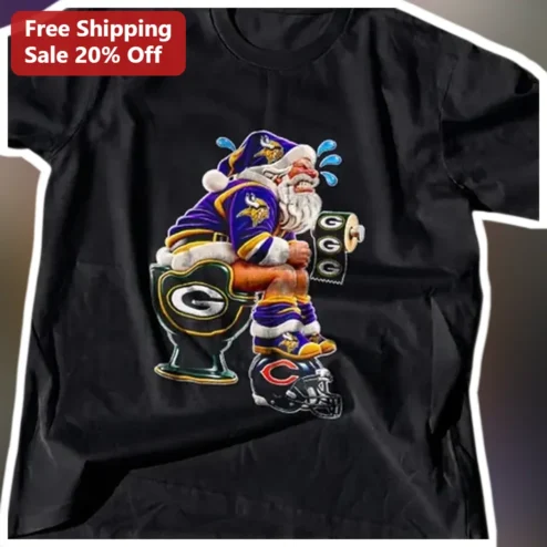 NFL Teams Funny Santa Toilet Graphic Tee Christmas Football Fan Gift