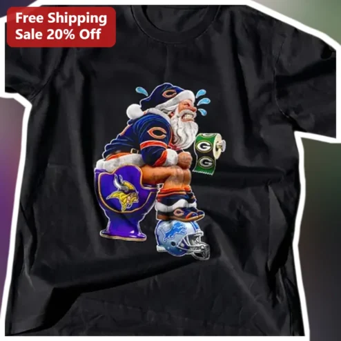 NFL Teams Funny Santa Toilet Graphic Tee Holiday Gag Gift for Football Fans