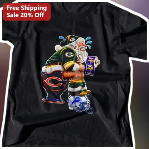 NFL Teams Toilet Santa Tee Funny Christmas Gag Gift for Football Fans