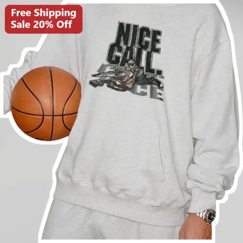 Nice Call Basketball Referee Sweatshirt Funny Sports Humor Crewneck for Men Women