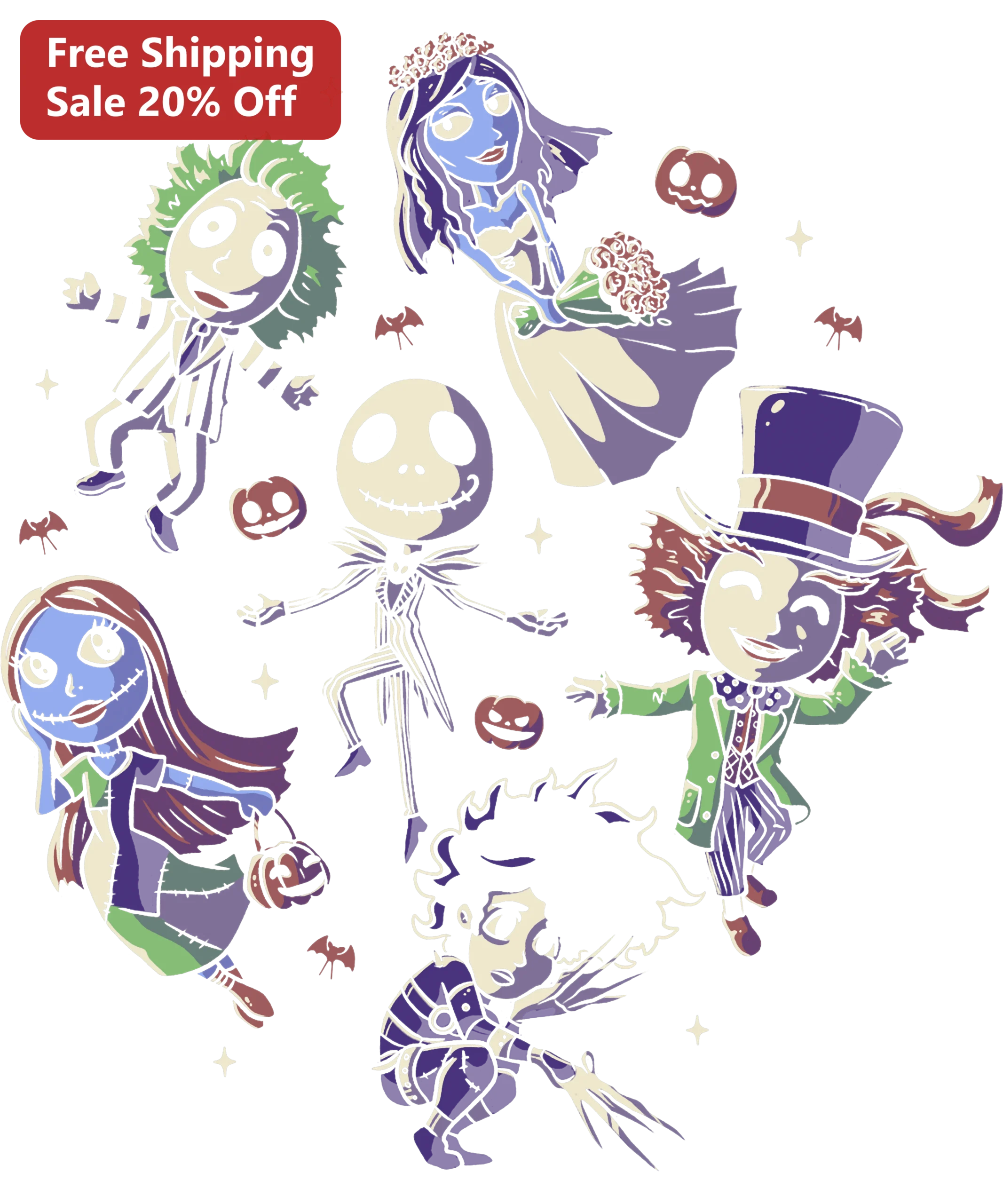 Nightmare Before Christmas Decal Jack Skellington Sally Halloween Vinyl Sticker for Car Laptop Wall