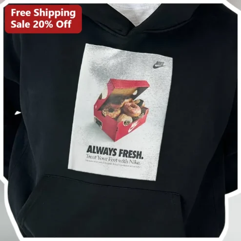 Nike Hoodie Always Fresh Treat Your Feet Vintage Donut Box Graphic Streetwear Sweatshirt