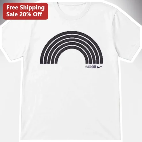 NIKE Tee Vintage Retro Swoosh Rainbow Graphic Cotton T-Shirt for Men Women