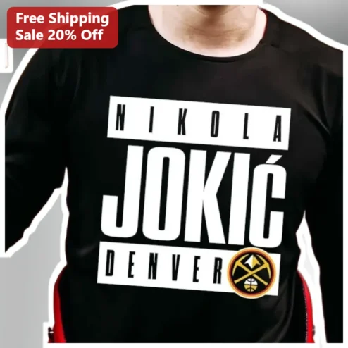 Nikola Jokic Denver Nuggets Fan Gear Long Sleeve Shirt Black Athletic Tee
