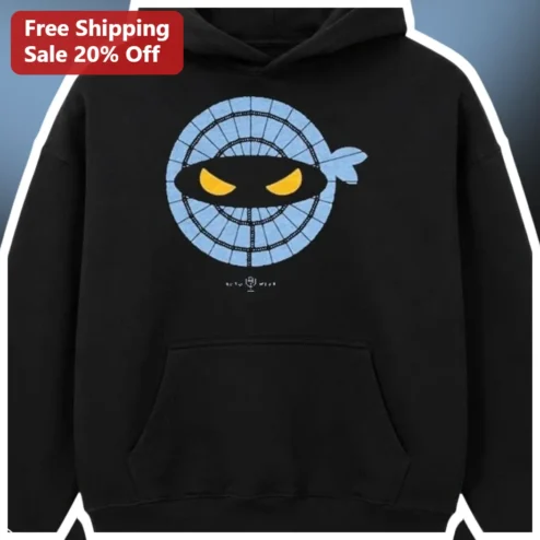 Ninja Hoodie with Mask Comic Style Spider Web Graphic Pullover for Kids Teens Martial Arts Fans