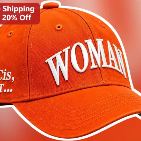 No Cis Just Woman Hat Embroidered Orange Baseball Cap Feminist Statement Gift