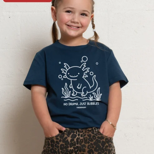 Customer in Chicago, Illinois wearing No Drama Just Bubbles Axolotl Graphic Tee Cute Bubble Tea Lover Gift