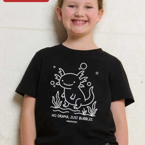 No Drama Just Bubbles Axolotl Graphic Tee Cute Bubble Tea Lover Gift