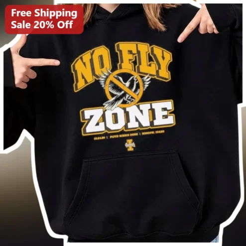 NO FLY ZONE Hoodie Vintage Distressed Graphic Black Pullover