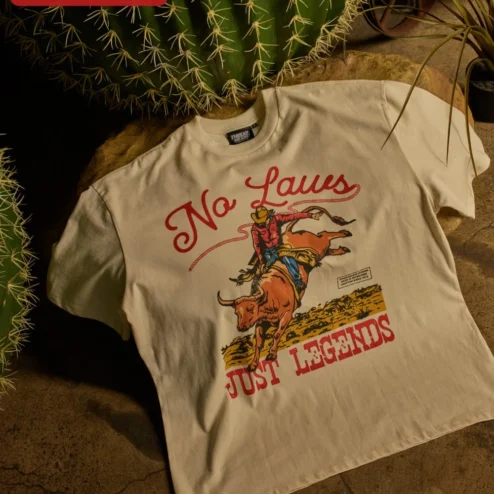No Laws Just Legends Vintage Western Cowboy Rodeo Graphic Tee
