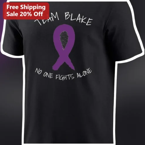 No One Fights Alone Cancer Awareness Tee Purple Ribbon Support Gift for Survivor