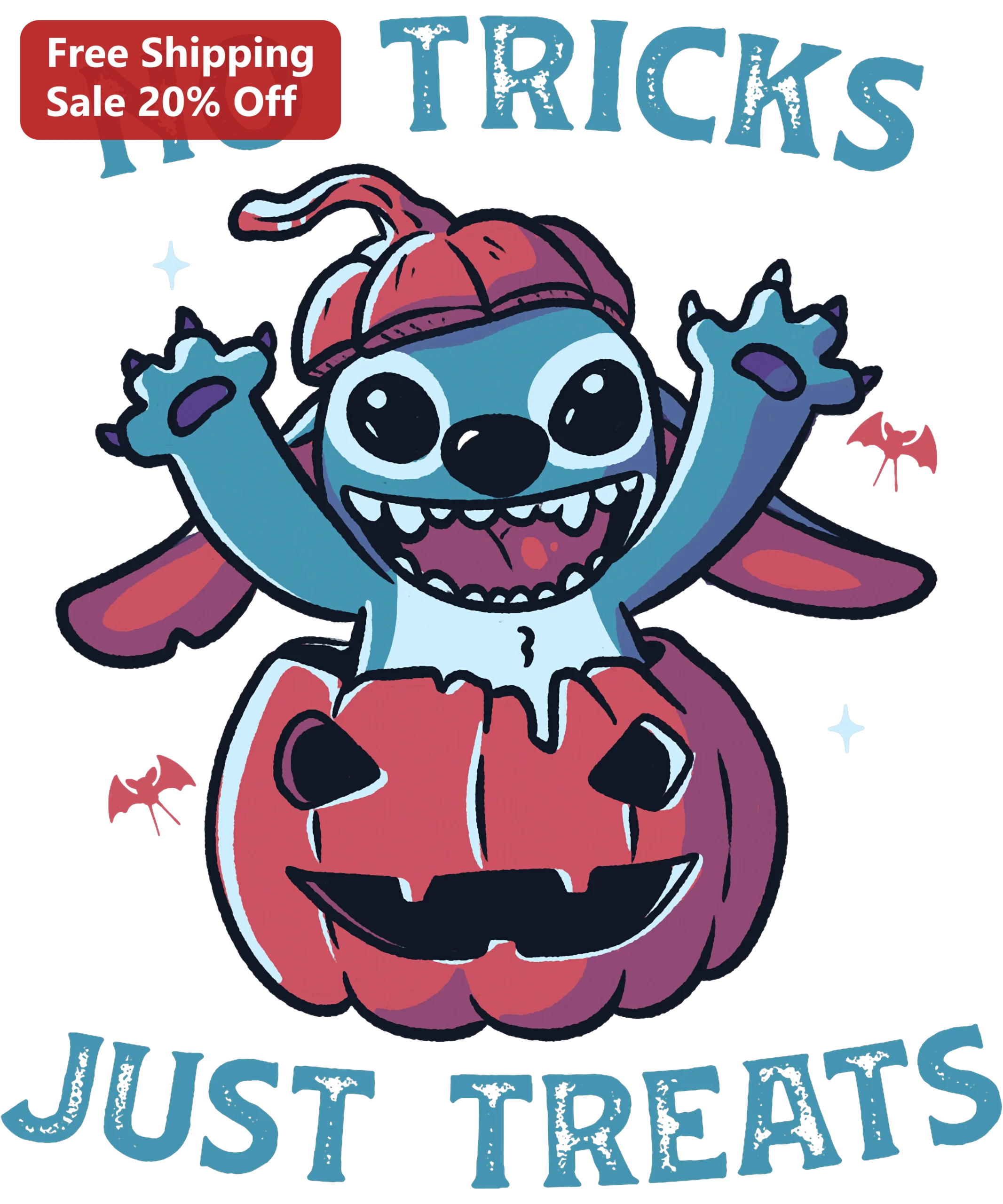 No Tricks Just Treats Stitch Halloween Graphic Tee
