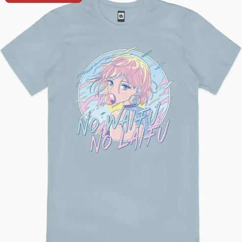 Customer in Chicago, Illinois wearing No Waifu No Laifu Anime Meme Tee Funny Otaku Gift Shirt