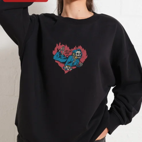Customer in Chicago, Illinois wearing No You Hang Up A.J. Merlin Dark Romance Sweatshirt