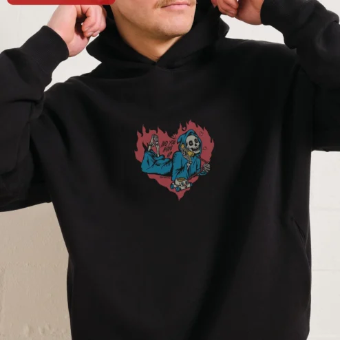 No You Hang Up Hoodie Dark Romance A.J. Merlin Inspired Skeleton Phone Call Graphic Apparel