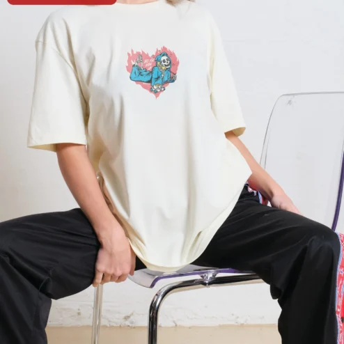 Customer in Chicago, Illinois wearing No You Hang Up Skeleton Phone Graphic Tee Dark Romance Halloween Gift