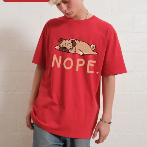 NOPE. Pug T-Shirt Funny Sarcastic Dog Lover Gift Introvert Humor Tee