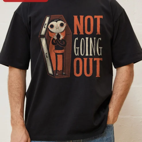 Not Going Out Vampire Coffin Graphic Tee Funny Introvert Halloween Shirt