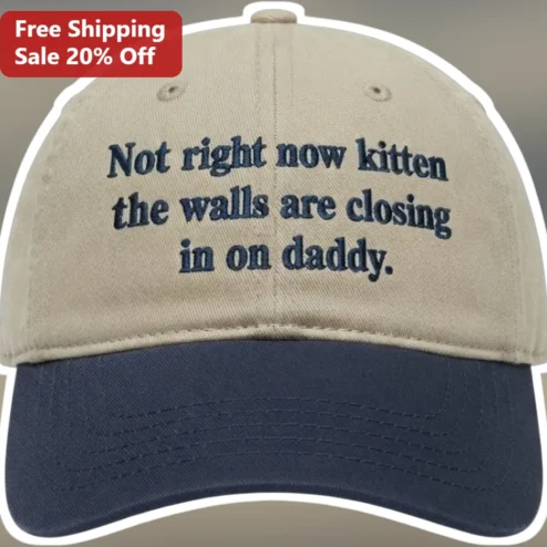 Not Right Now Kitten The Walls Are Closing In On Daddy Funny Cat Meme Hat