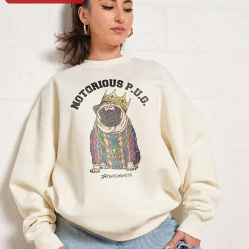 Notorious P.U.G. Sweatshirt Funny Hip Hop Pug Dog Lover Gift Crewneck