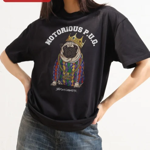 NOTORIOUS P.U.G. Tee The Notorious B.I.G. Parody Hip Hop Dog Lover Gift Black Cotton Shirt