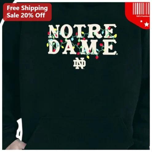 Notre Dame Christmas Lights Pullover Hoodie Fighting Irish Holiday Gift