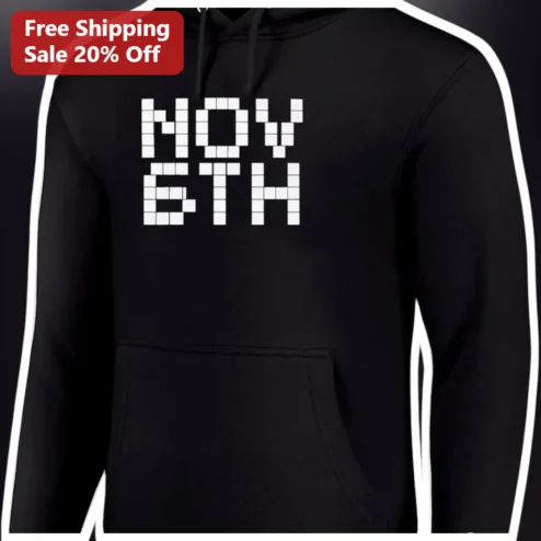 NOV 6th Birthday Pixel Art Hoodie Retro Gamer Style Gift for Men Women