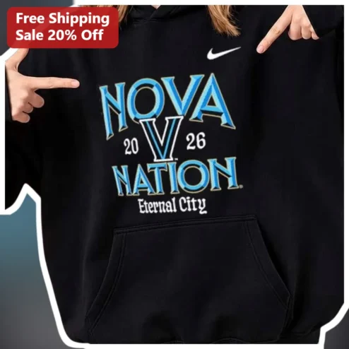 NOVA V NATION Hoodie College Sports Fan Gear Black Pullover