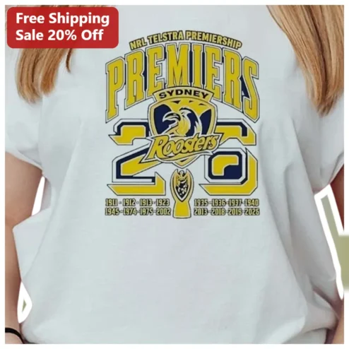 NRL Telstra Premiership Sydney Roosters Premiers Vintage Graphic Tee