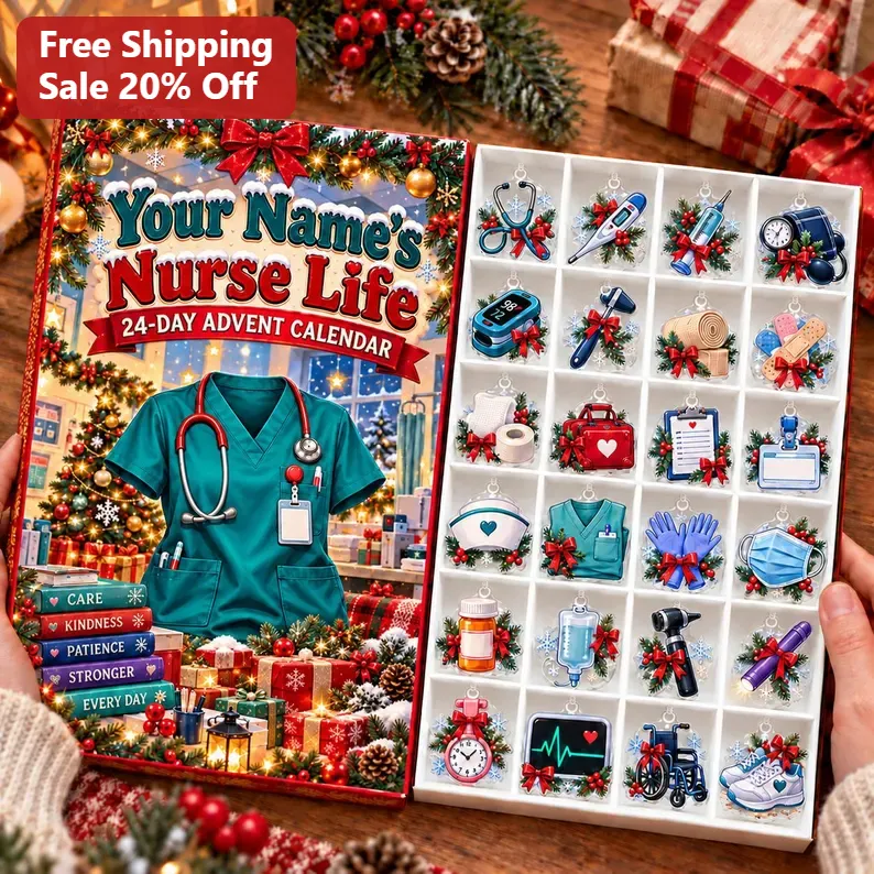 Nurse Life 24-Day Advent Calendar Ornament Set Christmas Gift for Nurses Healthcare Workers