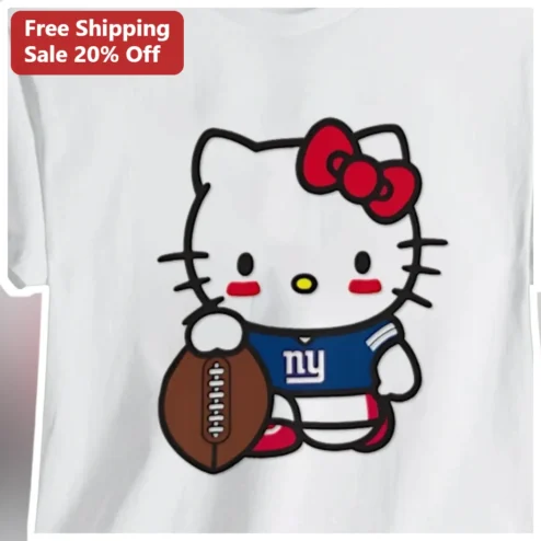 NY Hello Kitty NFL Giants Football Tee Cute Sanrio Kawaii Sports Shirt