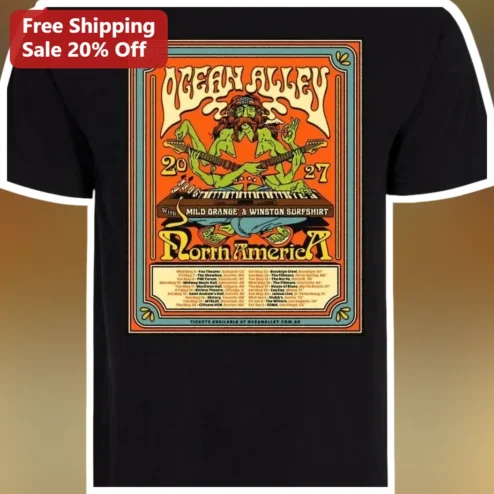 Ocean Alley North America Tour Graphic Tee Retro Psychedelic Rock Band Merch
