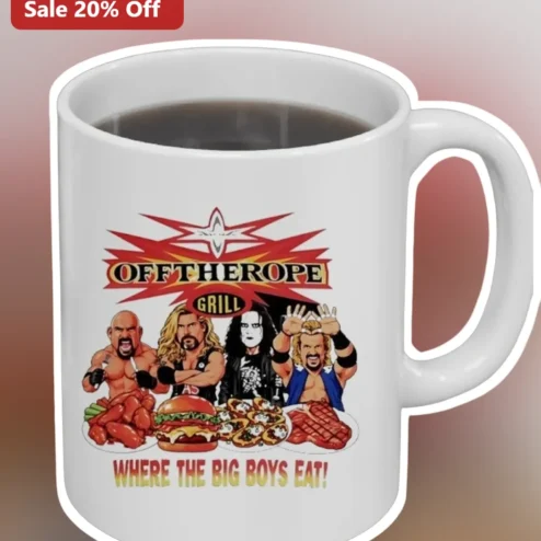 Off The Rope Grill Where The Big Boys Eat Wrestling Parody Mug