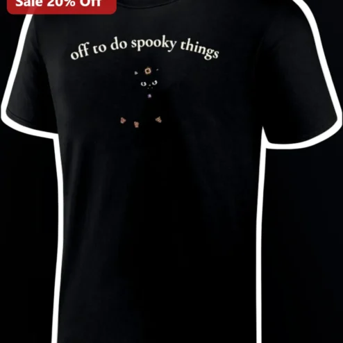 Off To Do Spooky Things Cute Black Cat Halloween Tee