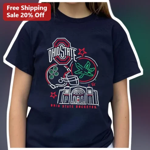 Ohio State Buckeyes Football Fan Tee Navy Collegiate Graphic Shirt for Alumni and Students