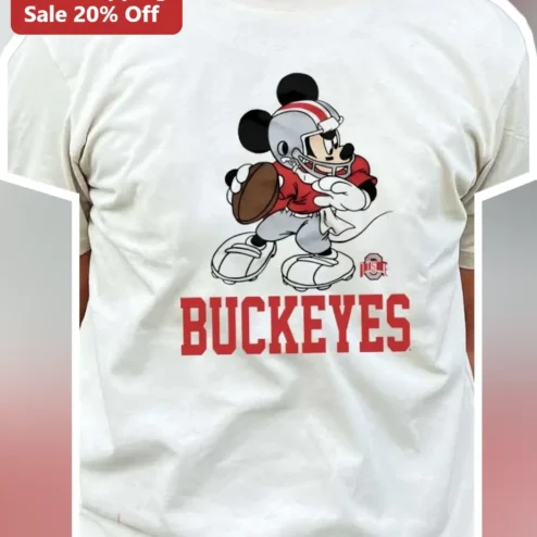 Ohio State Buckeyes Mickey Mouse Football Tee Disney College Crossover Graphic Shirt