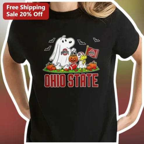 Ohio State Buckeyes Snoopy Halloween Tee OSU Peanuts Woodstock Ghost Fall Graphic Shirt