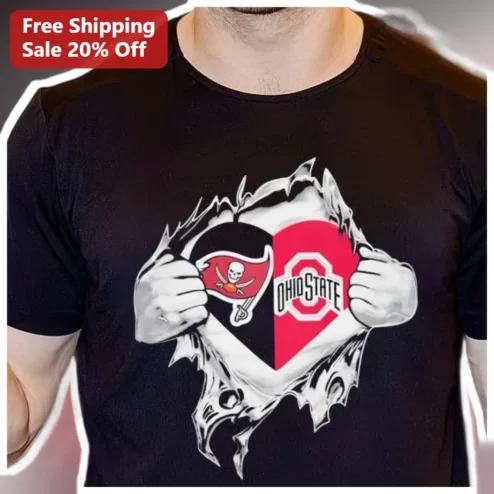 Ohio State Buckeyes Tampa Bay Buccaneers NFL NCAA Crossover Graphic Tee for Men Women Sports Fans available at our Chicago, Illinois warehouse
