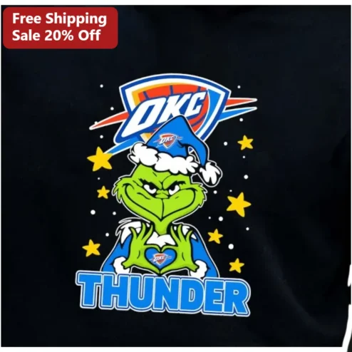 OKC Thunder Grinch Christmas Graphic Tee Holiday Gift for Fans