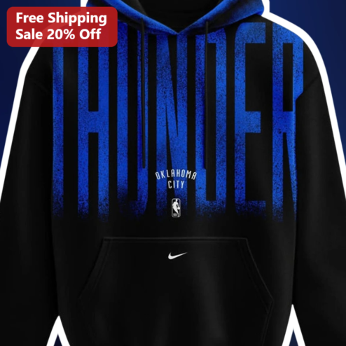 OKC Thunder Hoodie Oklahoma City Basketball Fan Gear Distressed Vintage Style Pullover