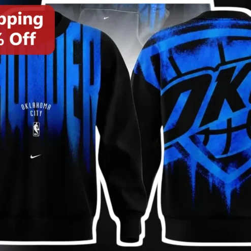 OKC Thunder Sweatshirt Oklahoma City NBA Team Fan Apparel Distressed Graphic Crewneck Gift for Men Women